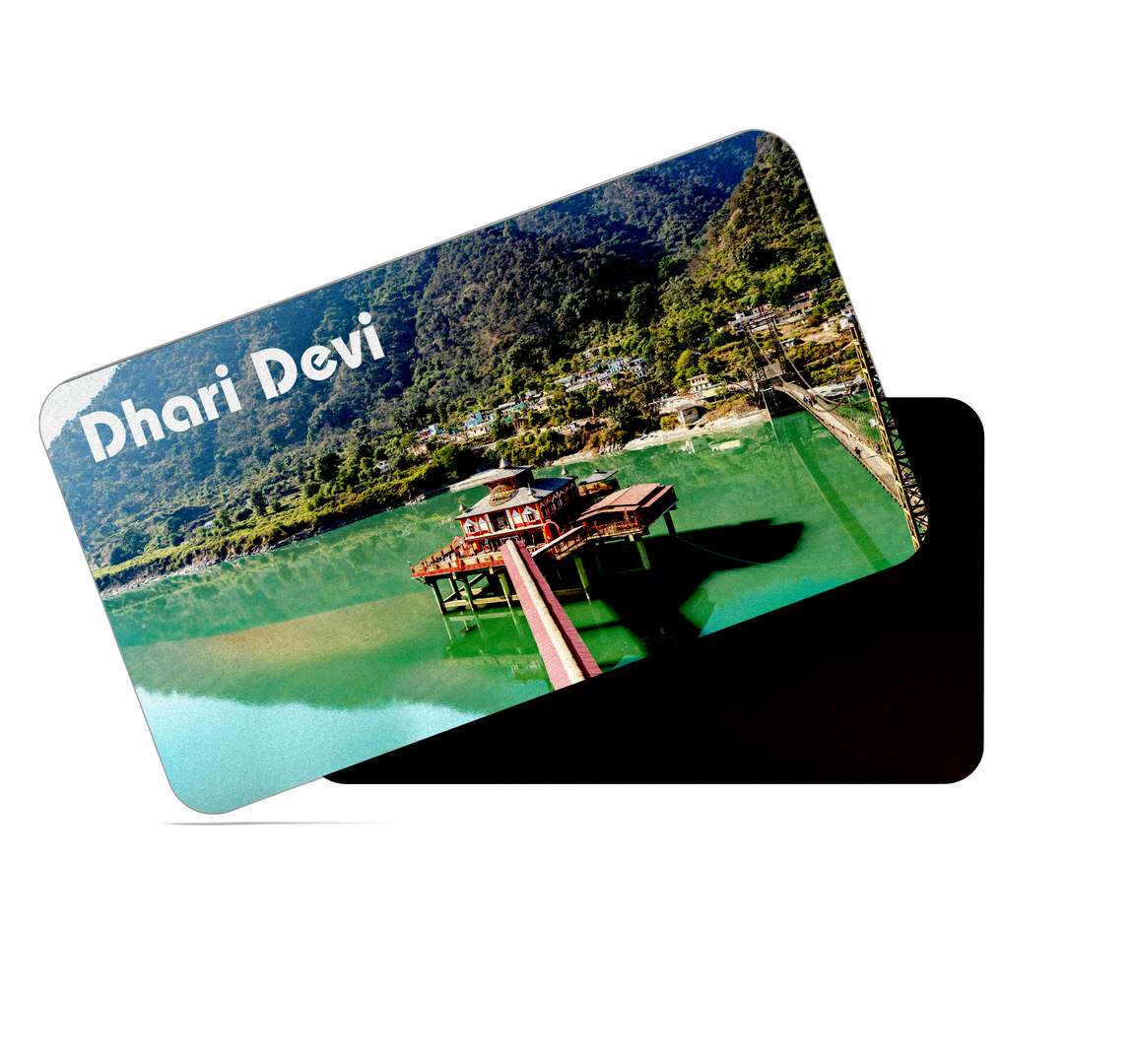 dhcrafts Multicolor Uttarakhand Dhari Devi Design Rectangular Rubber Matte Finish Fridge Magnet / Magnetic Card Pack of 1 (8.6cm x 5.4cm)